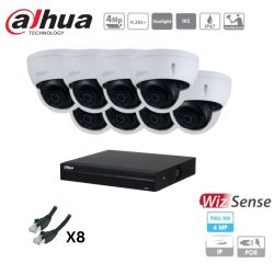 Kit caméra de surveillance Dahua - 8 caméras blanches IP Starlight 4MP + enregistreur + câble