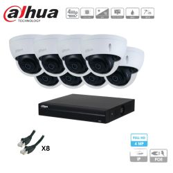 Kit caméra de surveillance Dahua - 8 caméras IP 4MP + enregistreur + disque dur 1To + câblage