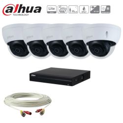 Kit caméra de surveillance Dahua - 5 caméras HDCVI 5MP + enregistreur + disque dur 1To + câblage
