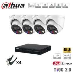 Kit caméra de surveillance Dahua - 4 caméras blanches IP 5MP + enregistreur + disque dur + câblage