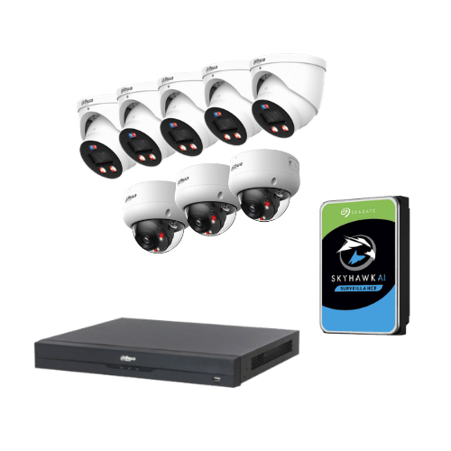 Pack Vidéosurveillance Dahua 8 Caméras 8MP IP + NVR PoE 12To
